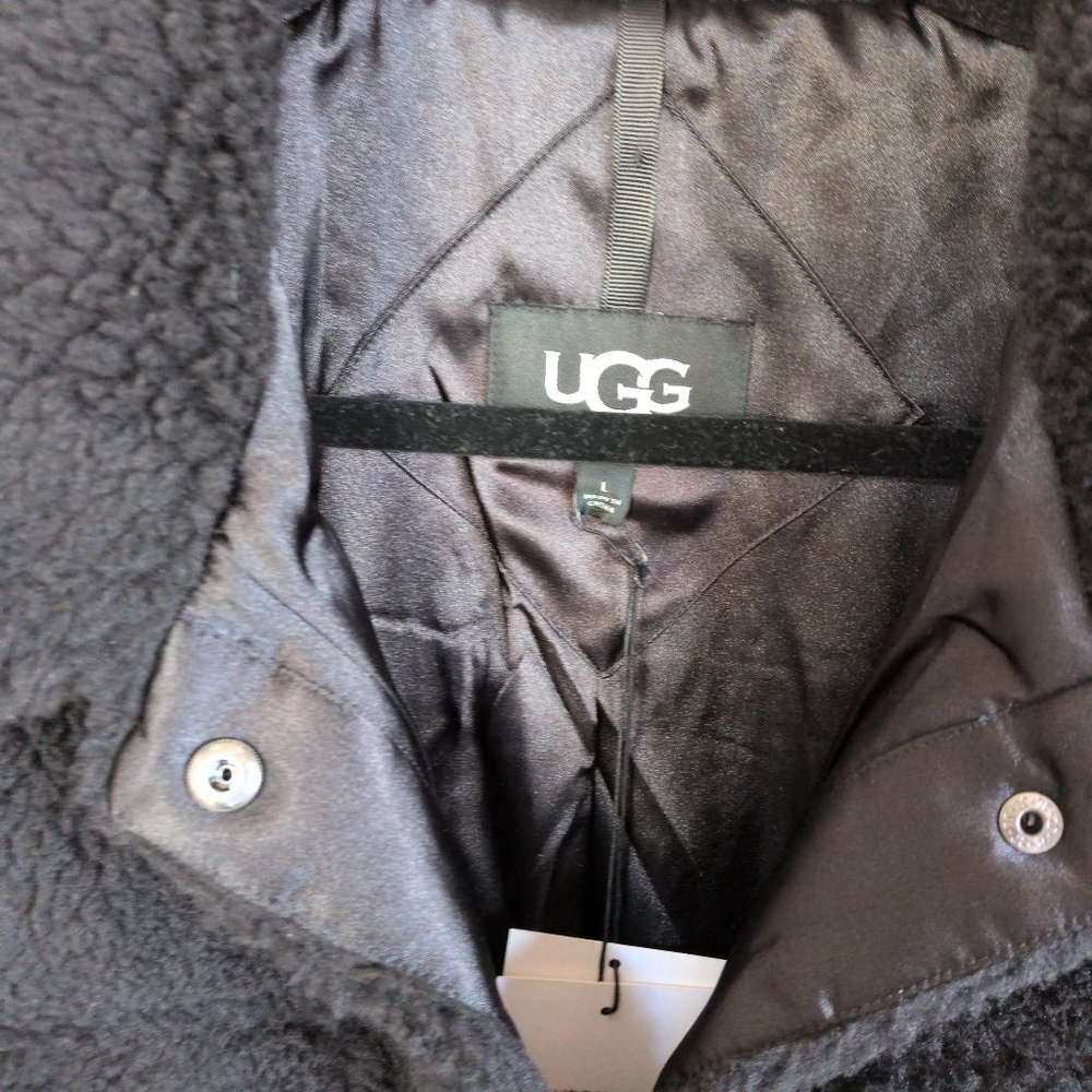 Women's UGG Frankie UGGFLUFF Shirt Jacket Black Size L - Picture 2 of 8